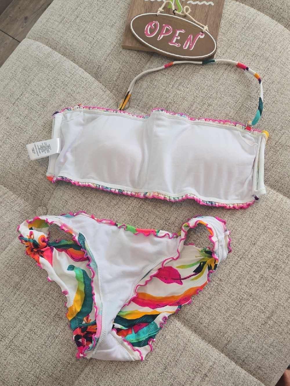 Hula Honey White Tropical Print Bikini - Picture 7 of 14